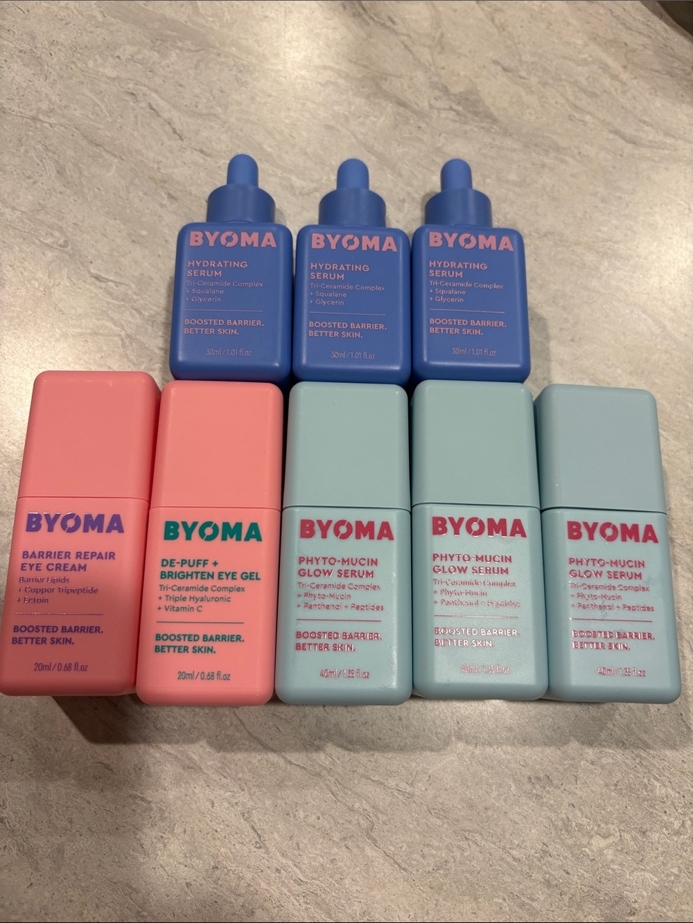 BYOMA Skincare Serum & Eye Gel Bundle - Blue & Pink